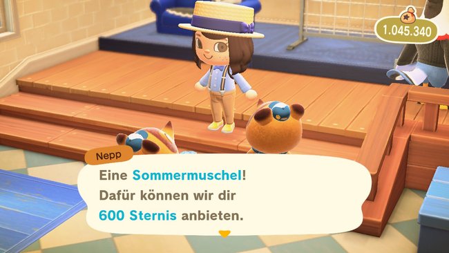 Ihr könnt Sommermuscheln für 600 Sternis verkaufen.