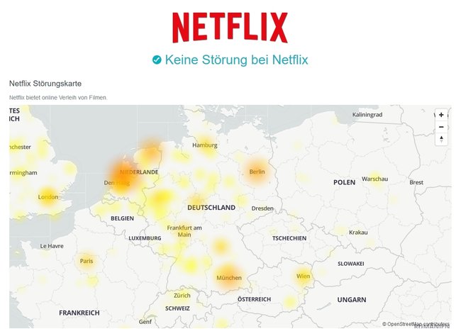 Live-Störungskarte allestörungen.de Netflix