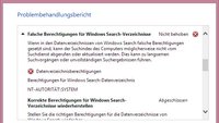 Lösung: Falsche Berechtigung für Windows Search-Verzeichnisse