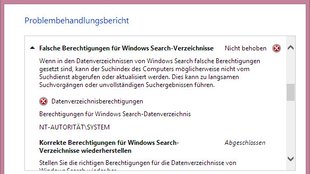 Lösung: Falsche Berechtigung für Windows Search-Verzeichnisse