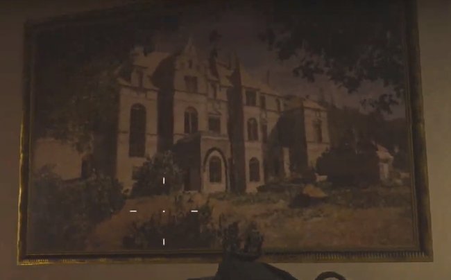 So sieht das Gemälde mit der Villa mit den vielen Fenstern aus.