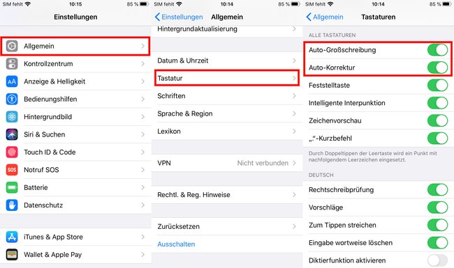 So deaktiviert ihr die Autokorrektur unter iOS. Bild: GIGA