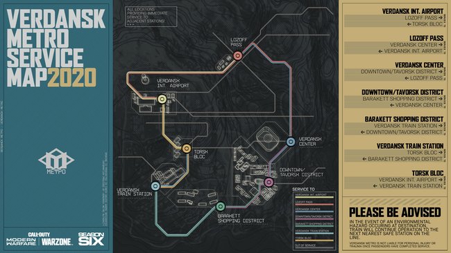 So sieht die Map der Metro in CoD Warzone aus.