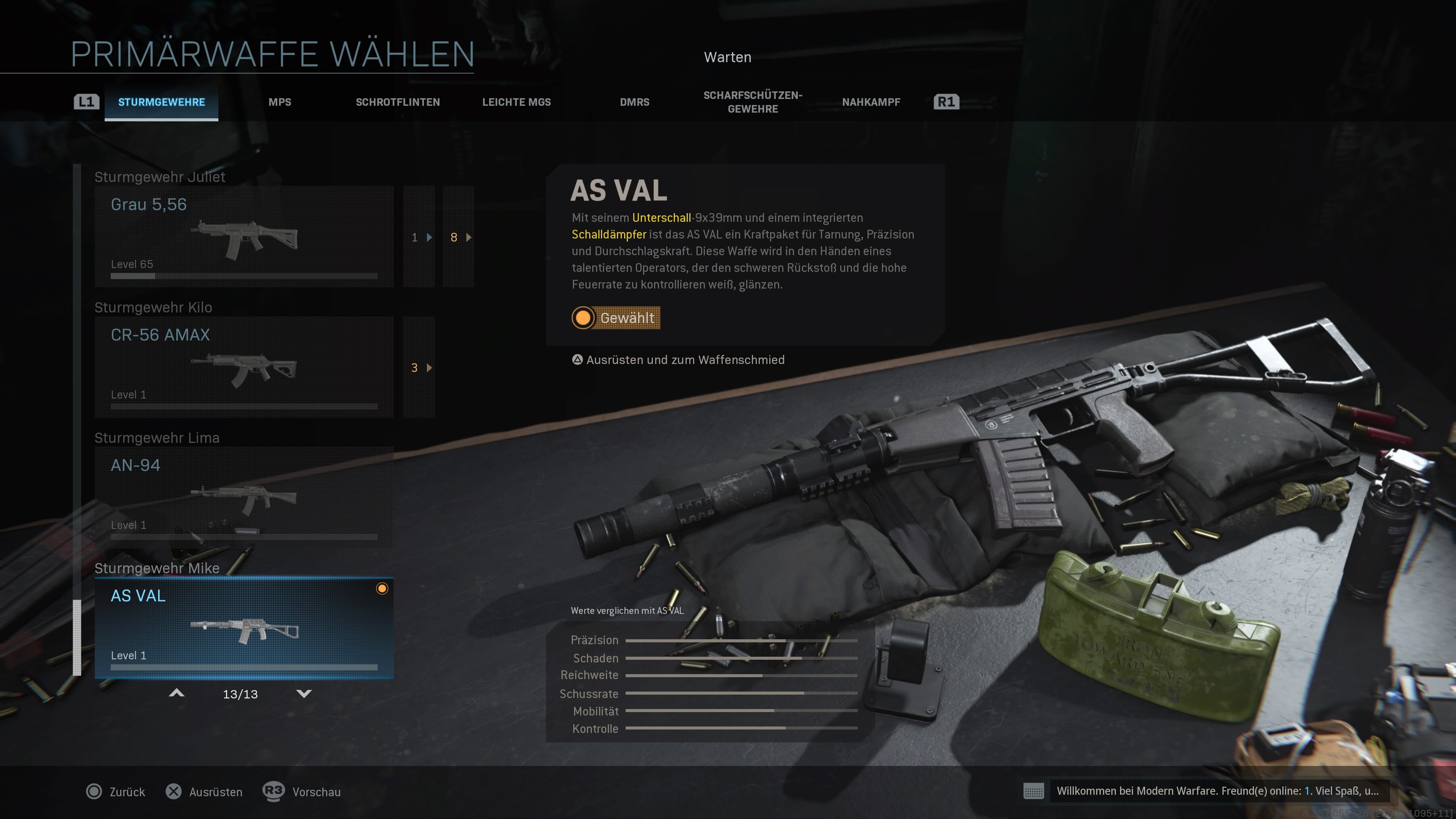 Cod Modern Warfare As Val Aufsatze Werte Setup