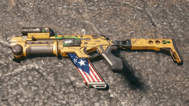 Ikonische Waffe "Divided We Stand" (Sturmgewehr) in Cyberpunk 2077.