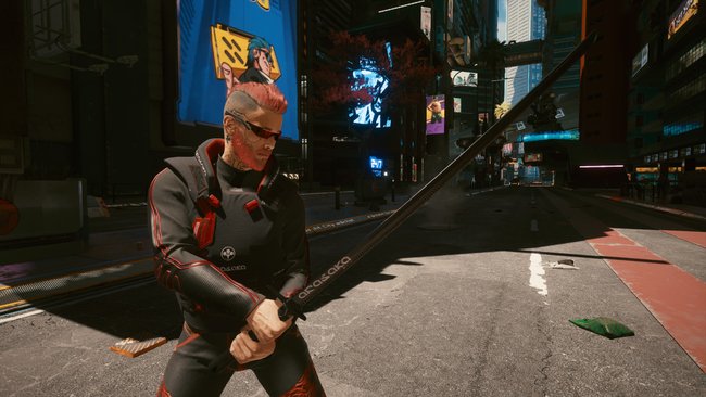 Ikonische Waffe "Jinchu-Maru" (Katana) in Cyberpunk 2077.