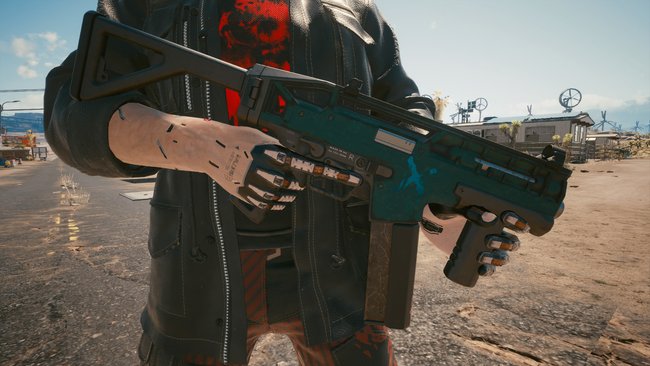 Ikonische Waffe "Problem Solver" (Maschinenpistole) in Cyberpunk 2077.