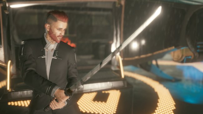 Ikonische Waffe "Satori" (Katani) in Cyberpunk 2077.