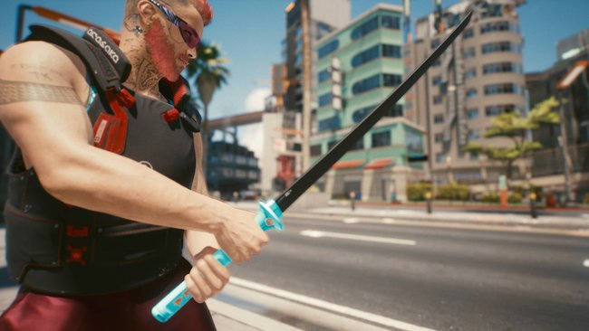 Ikonische Waffe "Skalpell" (Katani) in Cyberpunk 2077.