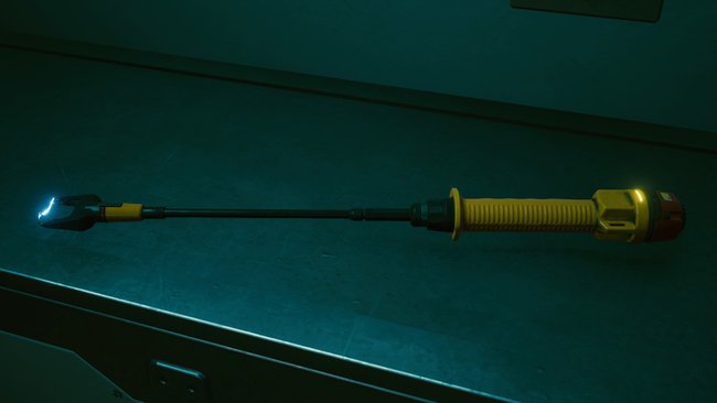 Ikonische Waffe "Tinker Bell" (Schlagstock) in Cyberpunk 2077.