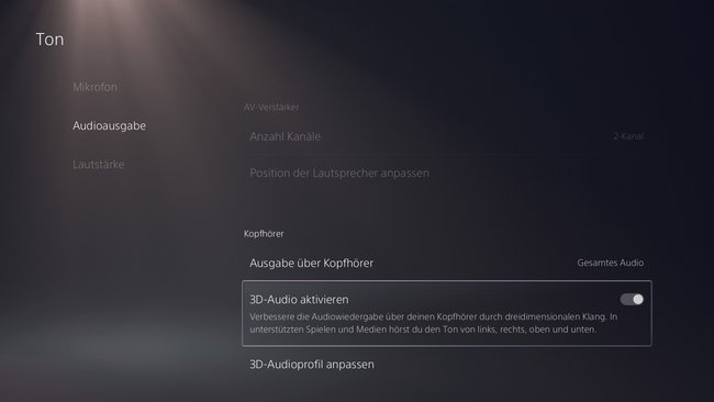 3D-Audio der PS5 aktivieren