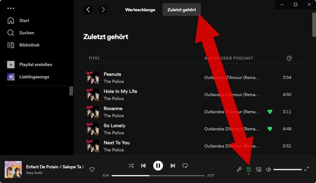 Spotify Verlauf Zuletzt gehoert PC