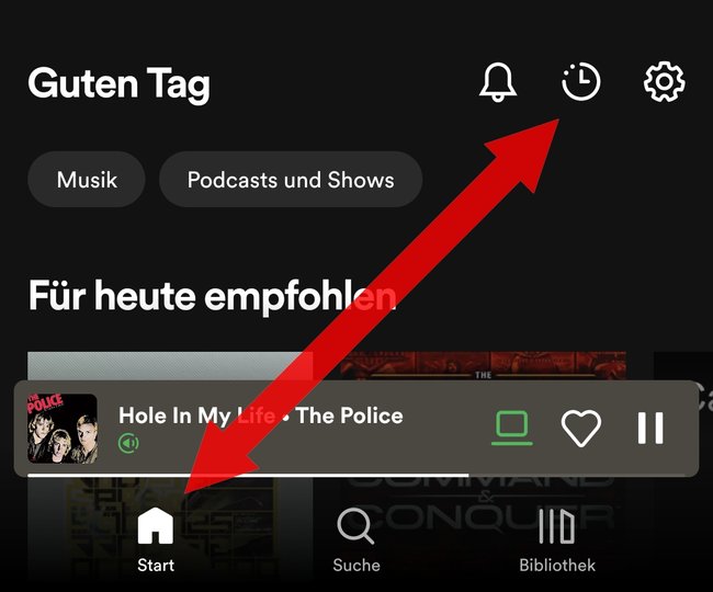 Spotify Verlauf Zuletzt gehoert Smartphone