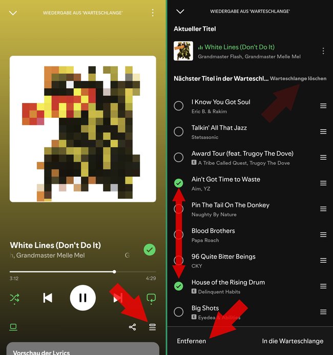 Spotify Wartschlange App löschen bearbeiten