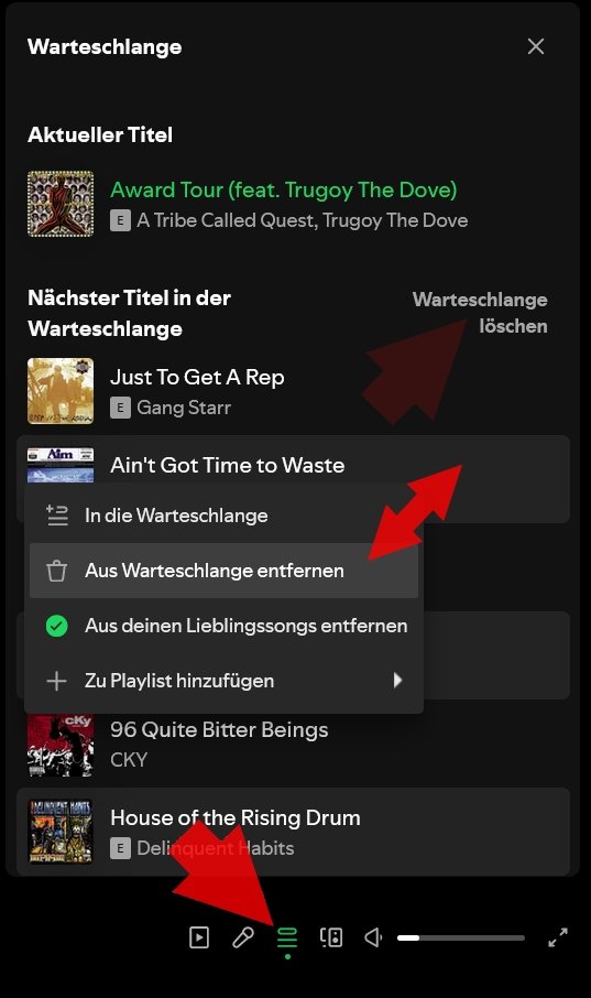 Spotify Wartschlange PC löschen bearbeiten