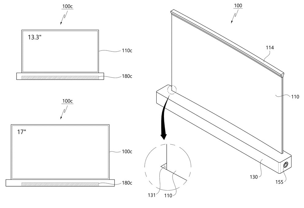 Brevet de LG pour un ordinateur portable enroulable. (Image: LG .)