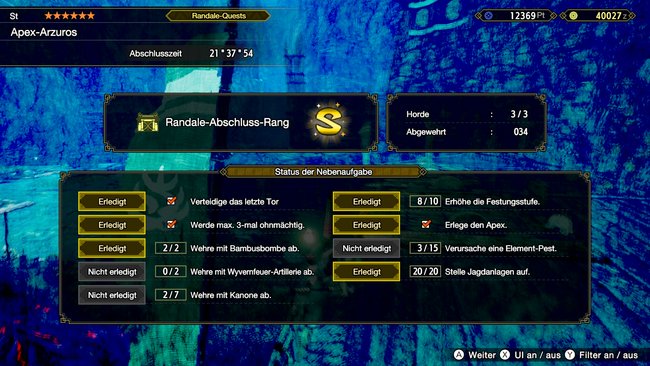 Monster Hunter Rise Randale Belohnungen Wertung