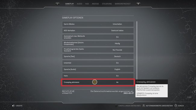 In den Optionen von Outriders könnt ihr Crossplay aktivieren.