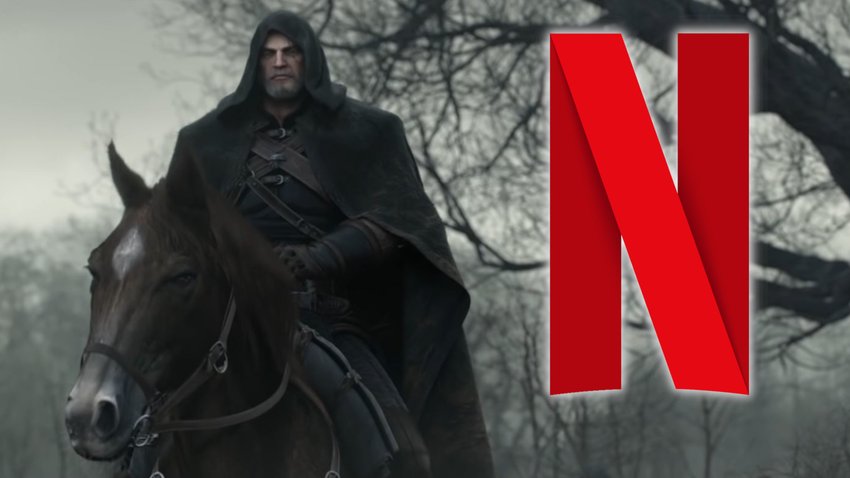 Der Hexer Geralt reitet auf seinem Pferd.