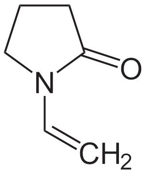 Die chemische Struktur von N-Vinylpyrrolidon. Bild: NEUROtiker (Wikipedia)