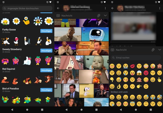 Sticker, GIFs oder Smileys in Telegram. Was darf es sein? Bild: GIGA