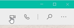 Screenshot aus der oberen Icon-Leiste von WhatsApp Desktop: Zu sehen ist ein Mauszeiger, der über dem Icon für Videoanrufe schwebt.