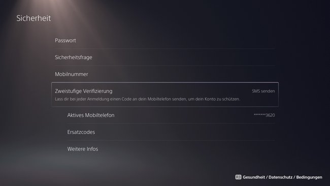 PlayStation 5 Zweistufige Verifizierung