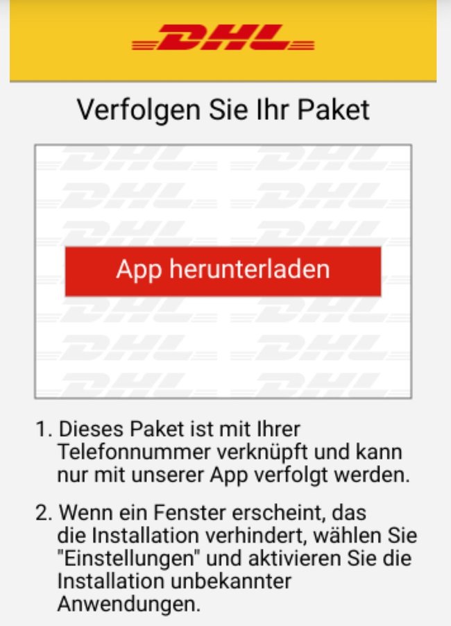 Webseite mit Trojaner-APK für Android