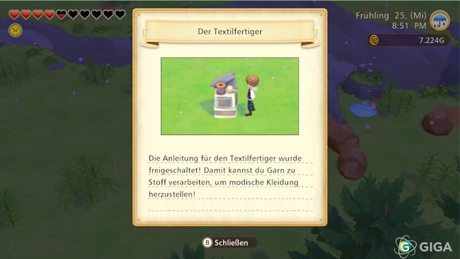 Information über Freischaltung eines Fertigers im Spiel