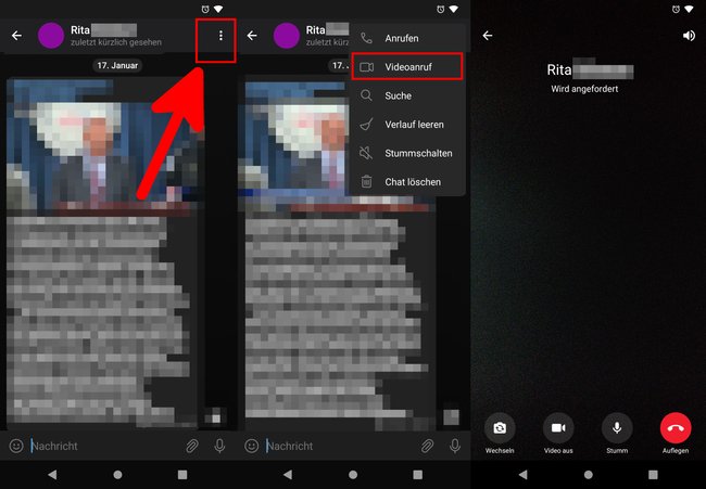 So startet ihr einen Videoanruf in Telegram. Bild: GIGA