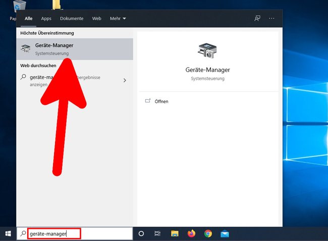 Im Startmenü könnt ihr auch nach dem Geräte-Manager suchen. Bild: GIGA