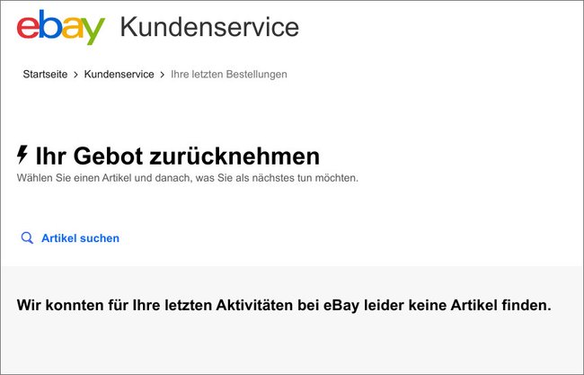 Auf der Webseite könnt ihr euer Angebot zurücknehmen. (Bildquelle: GIGA)