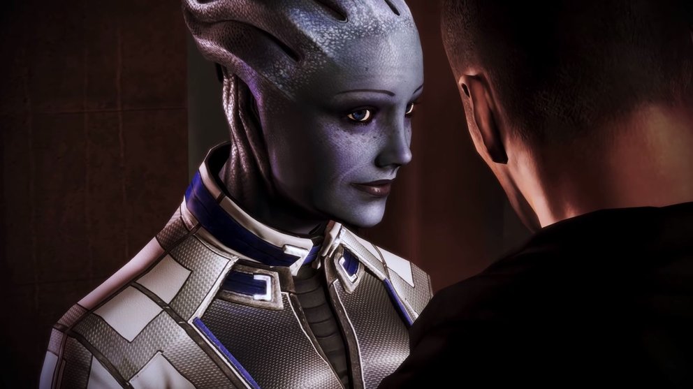 Nur im DLC von Mass Effect 2 kann es zur Liebesszene mit Liara kommen.
