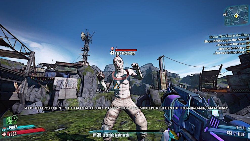 Face McShooty from Borderlands wants you to shoot him in the face
