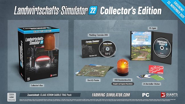 Alle Inhalte der Collector's Edition vom LS 22 auf einem Bild.