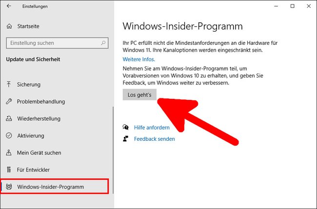 So nehmt ihr am WIndows-Insider-Programm teil. Bild: GIGA