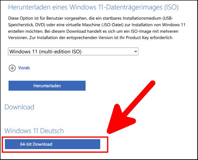 Hier ladet ihr die ISO-Datei für Windows 11 von Microsoft herunter. Bildquelle: GIGA
