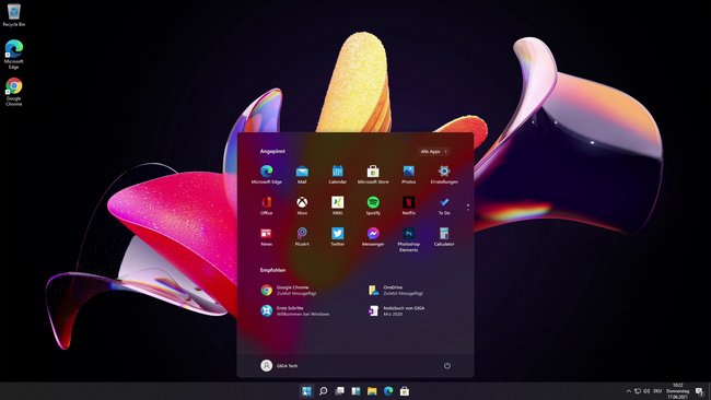 Es gibt wie üblich auch ein dunkles Theme für Windows 11. Bild: GIGA