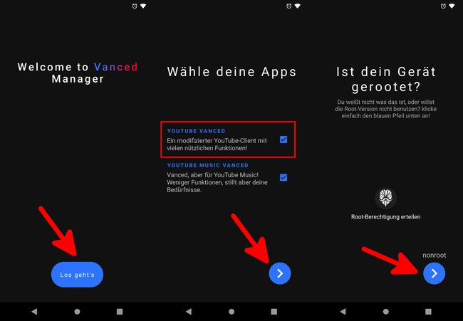 Die App „Vanced Manager“ installiert „YouTube Vanced“ in wenigen Schritten. Bild: GIGA