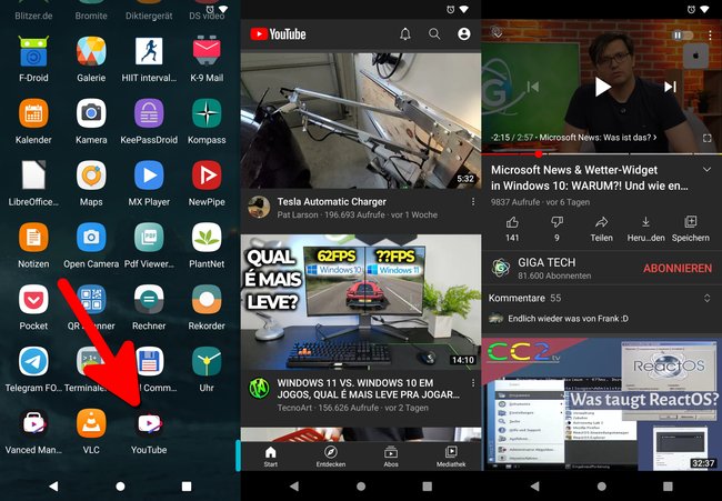 YouTube Vanced: YouTube - nur ohne Werbung und mit mehr Funktionen. Bild: GIGA
