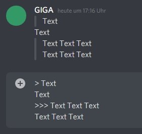 Пример блочной цитаты в Discord с использованием знака больше в начале строки.