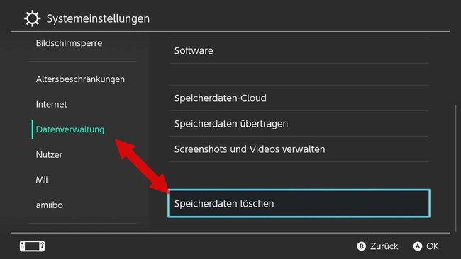 Nintendo Switch Speicherdaten loeschen