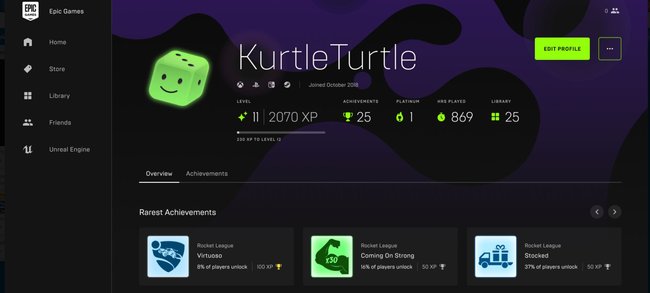 Epic Games erhält Nutzerprofile.