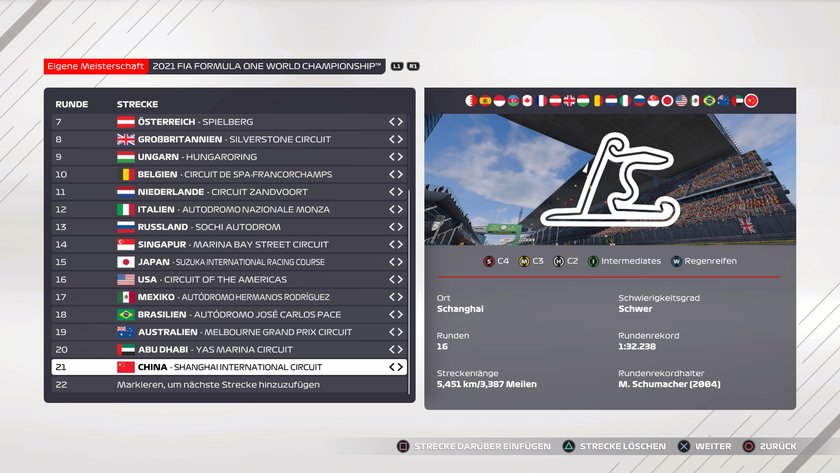 F1 2021: China-Setup