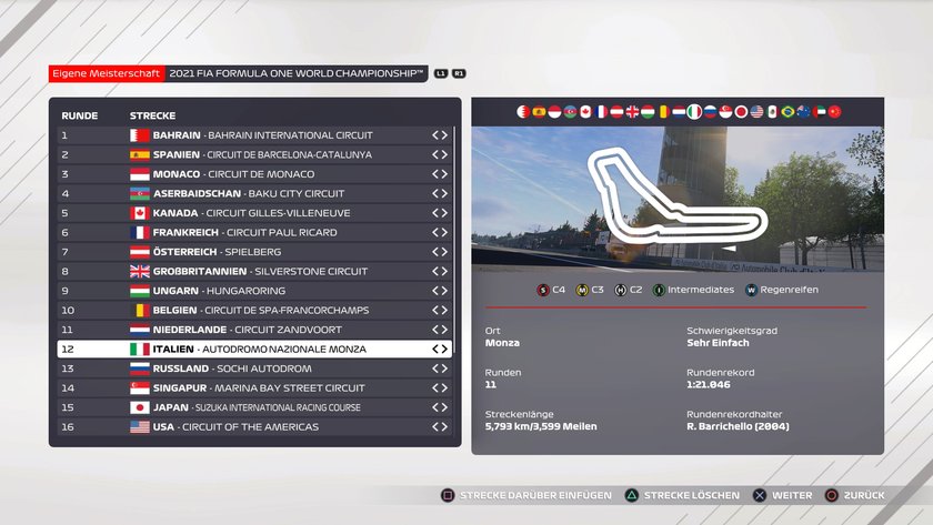 F1 2021: Italien-Setup