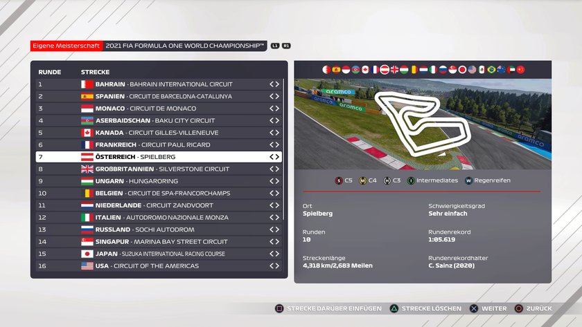 F1 2021: Österreich-Setup