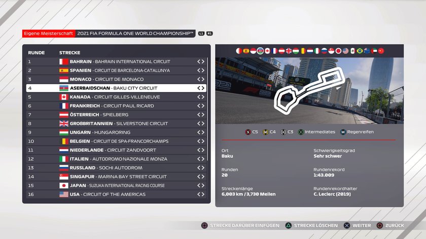 F1 2021: Aserbaidschan-Setup