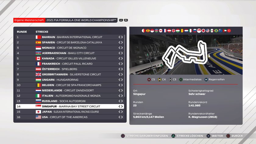 F1 2021: Singapur-Setup