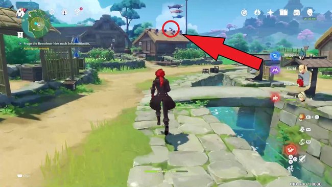 Takeru ist etwas versteckt auf dem Dach des Fischerhäuschens zu finden.