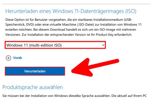 Hier ladet ihr die ISO für Windows 11 herunter. (Bildquelle: GIGA)